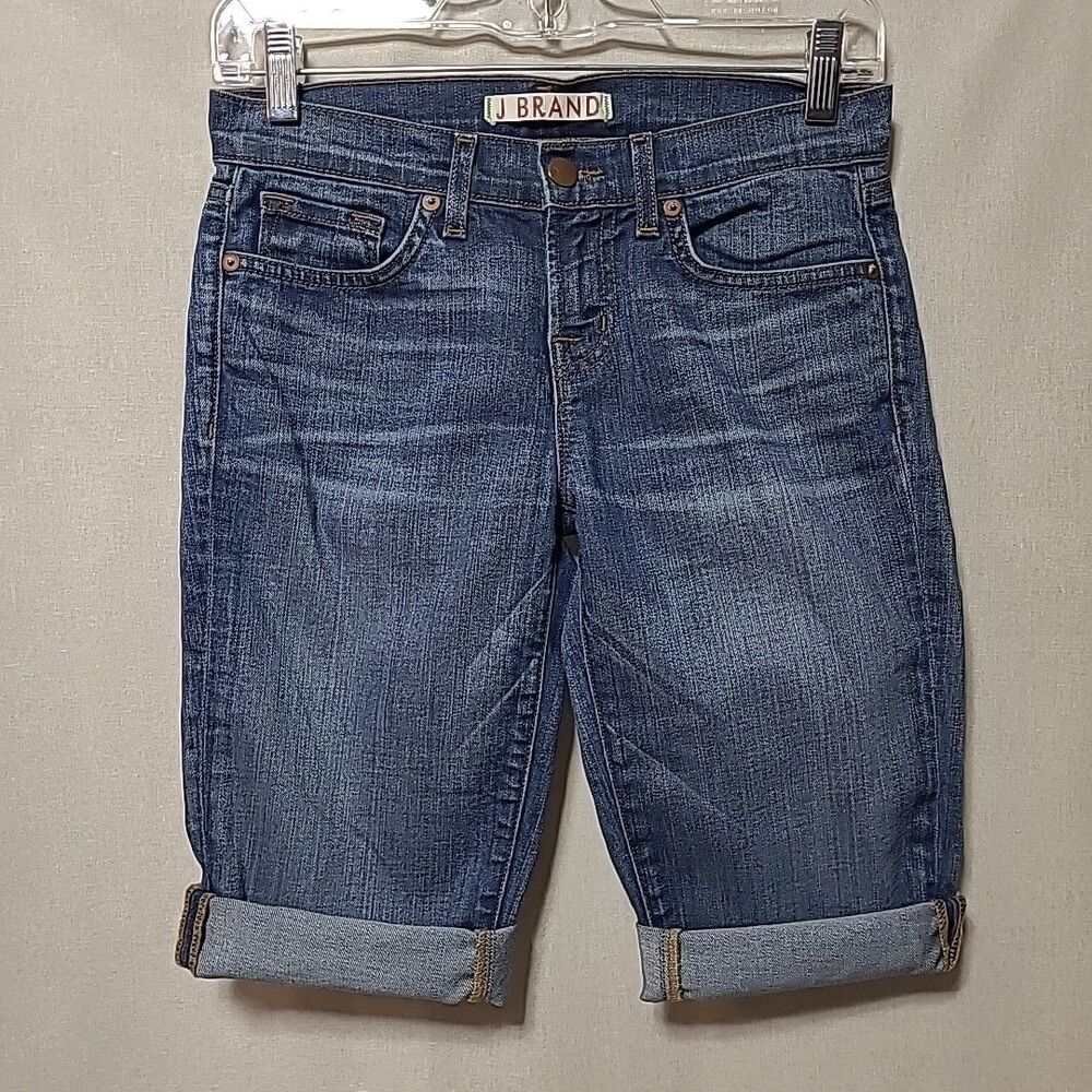 J BRAND Lilly Jeans Cuffed Bermuda Shorts Womens Size 24 Stretch Blue